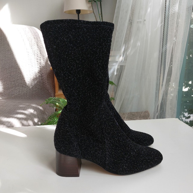 Andre Assous Venus Mid-Calf Womens Leather Sock Boots
