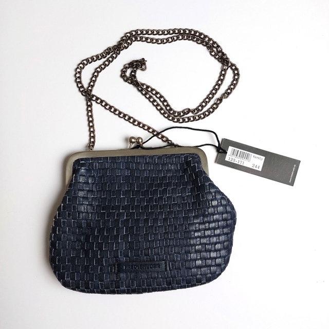 FredsBruder Woven Navy Leather Crossbody Bag