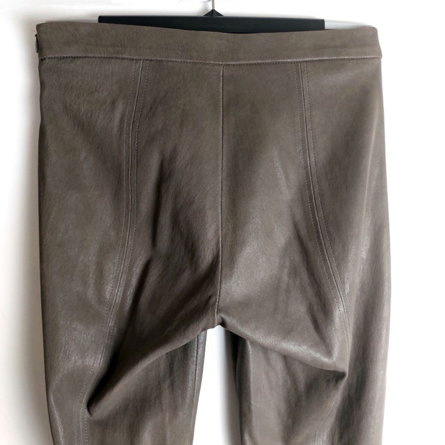 Genuine Leather Stretch Pants/Leggings Khaki Olive Green Sz 2 - photo 5