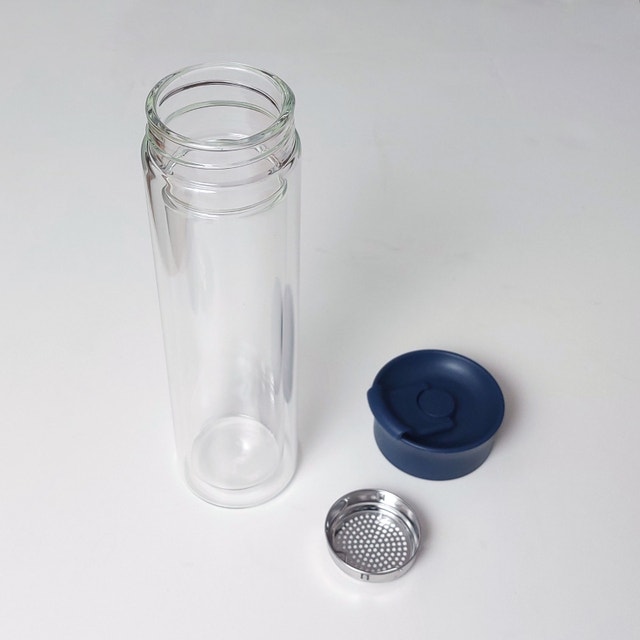 Double-Walled Glass Thermos Reusable Bottle Tea Strainer Flip Li - photo 2