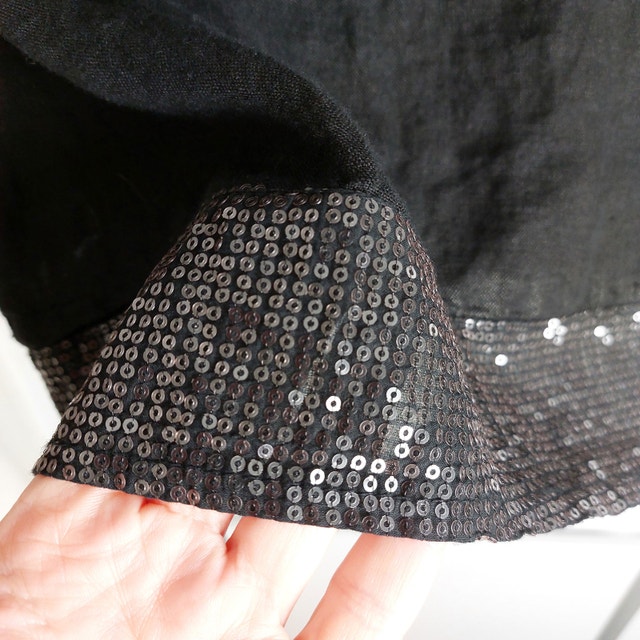 NWT Italian Linen Black Summer Dress Top Sequins Small - photo 5