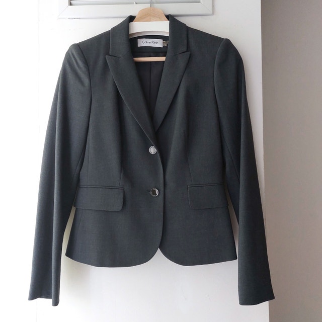 Calvin Klein Women's Grey Skirt Suit - Blazer 2, Skirt 4 - photo 2