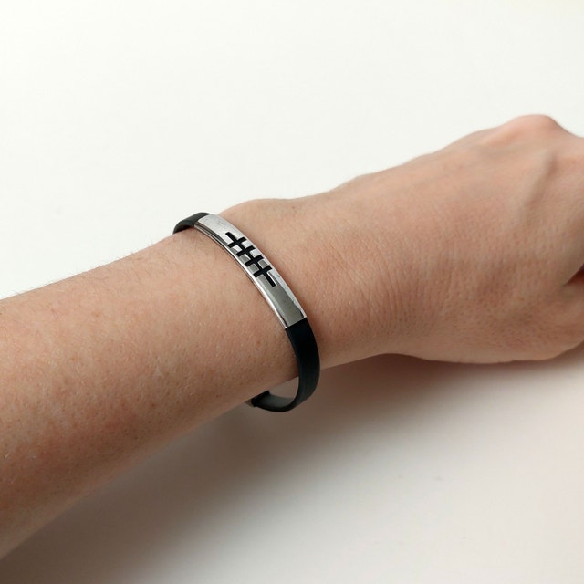 Unisex Modern Minimalist Silver-Plated Rubber Bracelet Rune Styl