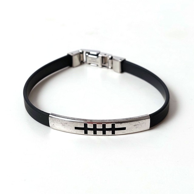 Unisex Modern Minimalist Silver-Plated Rubber Bracelet Rune Styl - photo 2