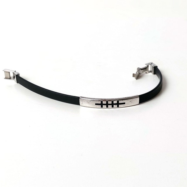 Unisex Modern Minimalist Silver-Plated Rubber Bracelet Rune Styl - photo 3