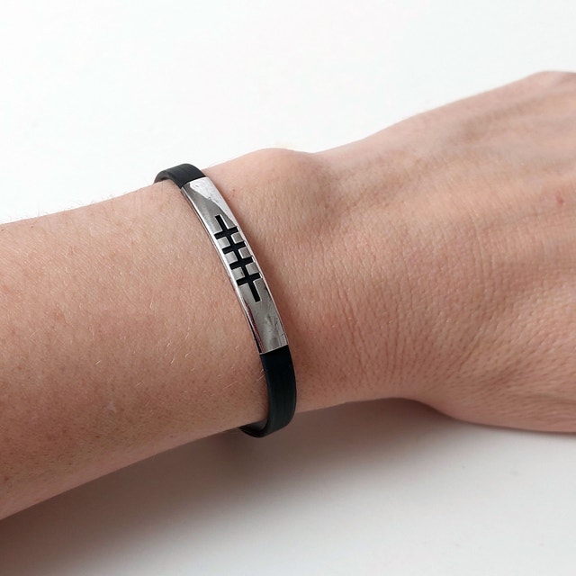 Unisex Modern Minimalist Silver-Plated Rubber Bracelet Rune Styl - photo 4
