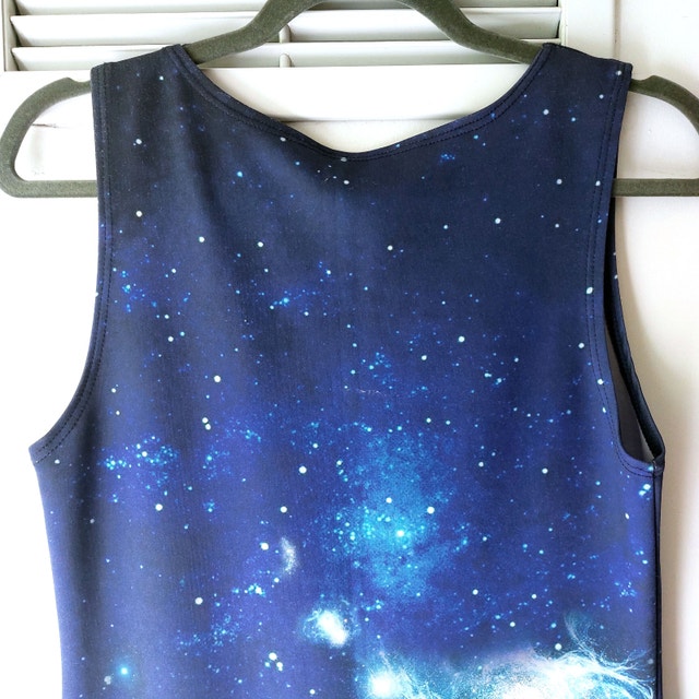 Pullover Dress Galaxy Space Cosmic Graphic Print Blue Knee-Lengt - photo 5