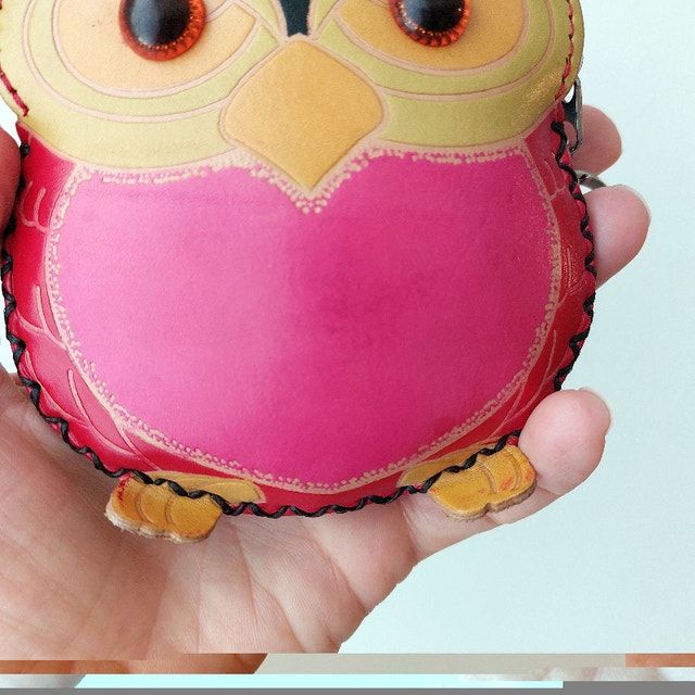 NEW Coin Purse Wallet Key Ring - Owl, Pink and Red - photo 4