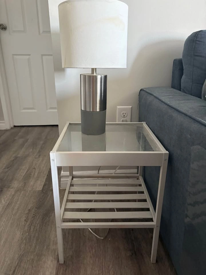 Glass & Wood Coffee Table Set with Lamps - photo 2