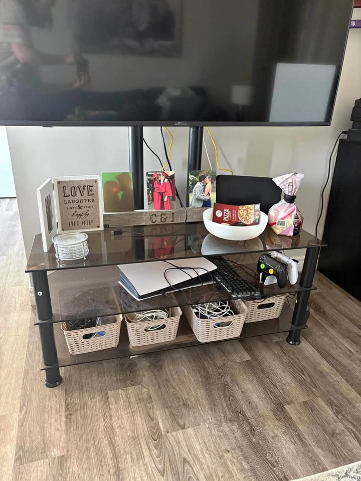 Glass and Metal TV Stand