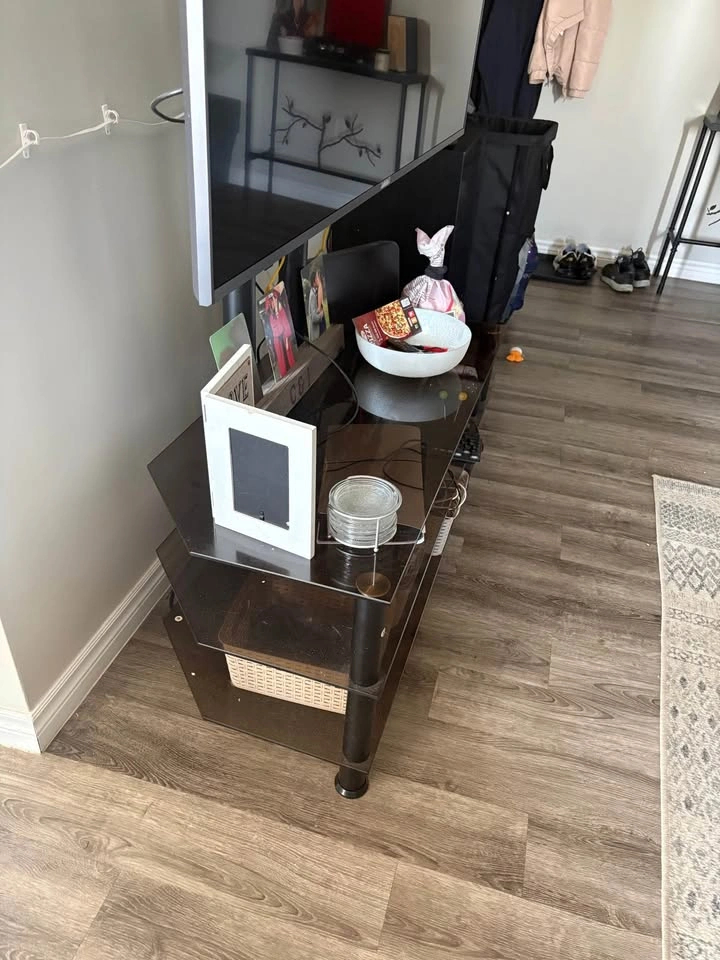 Glass and Metal TV Stand - photo 2