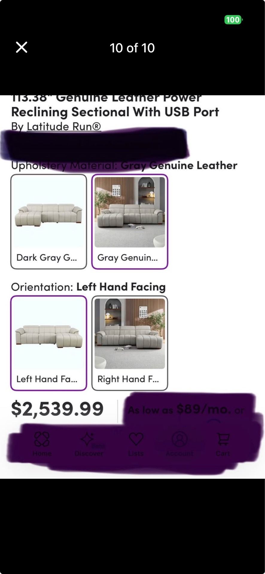 113.38" Genuine Leather Power Reclining Sectional w/ USB - photo 4