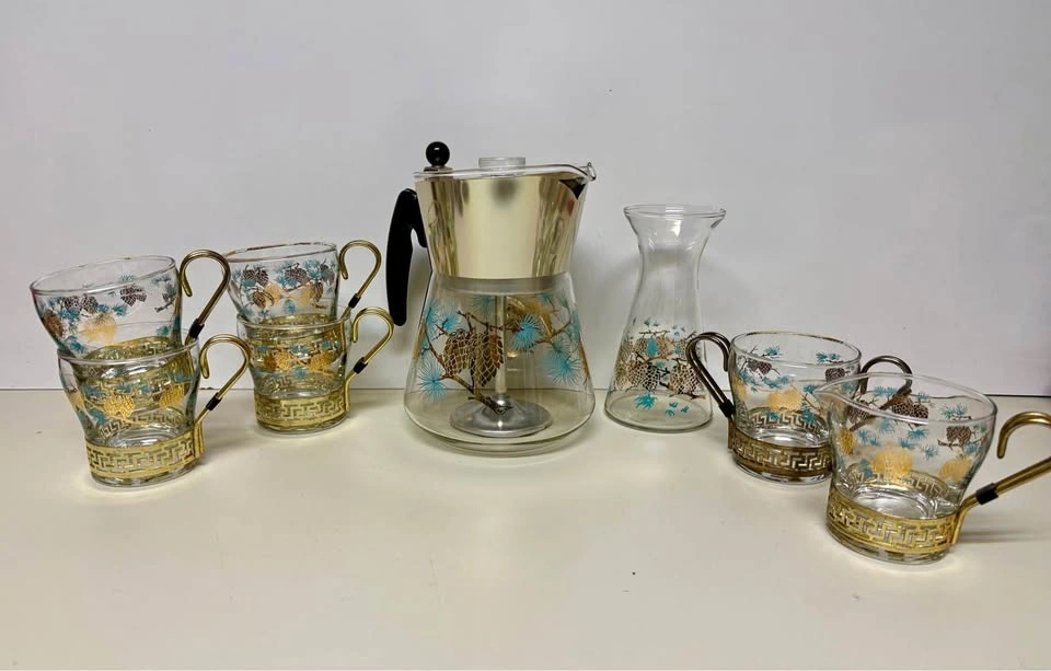 Vintage MCM Libbey David Douglas Percolator Set