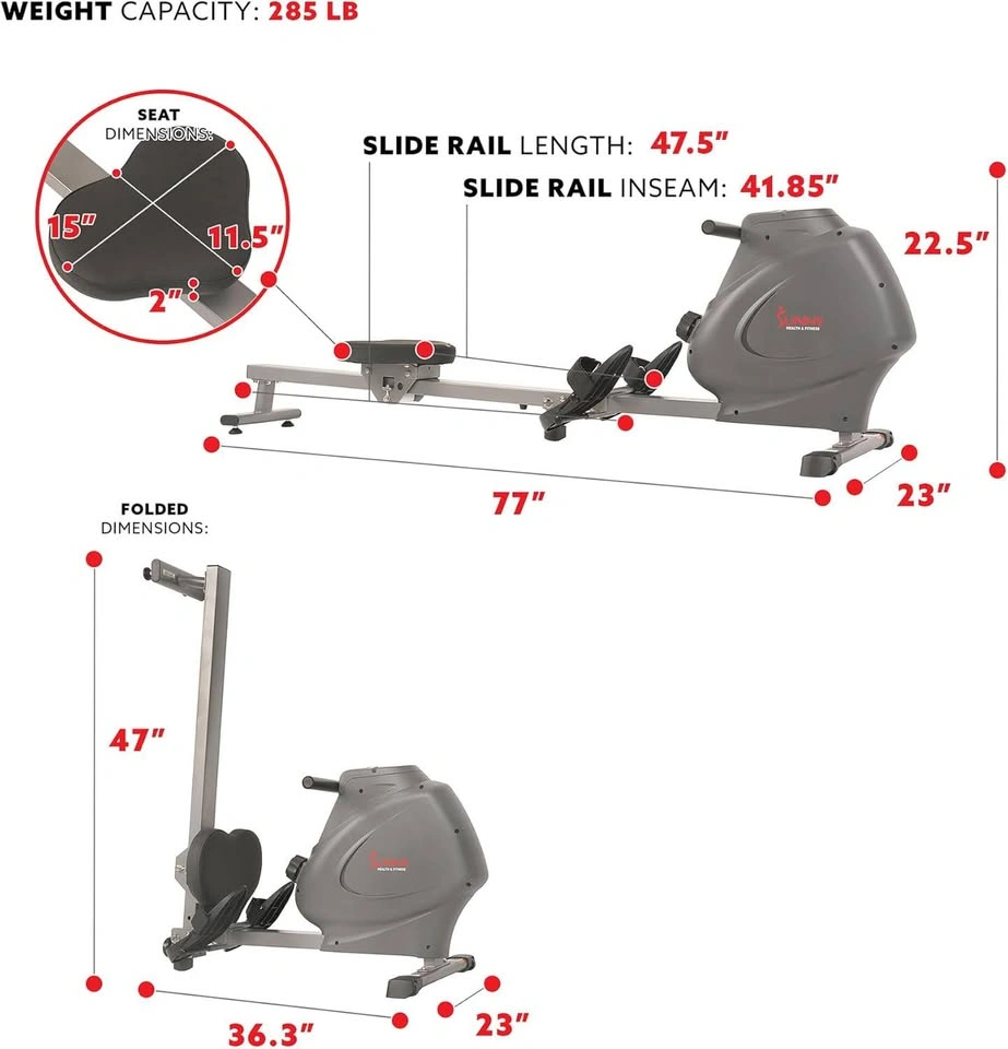 Sunny Health & Fitness Magnetic Rowing Machine - Like New - photo 4