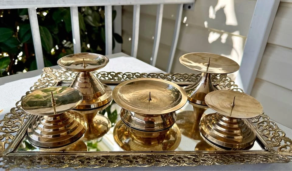 Brass Pillar Candle Holders