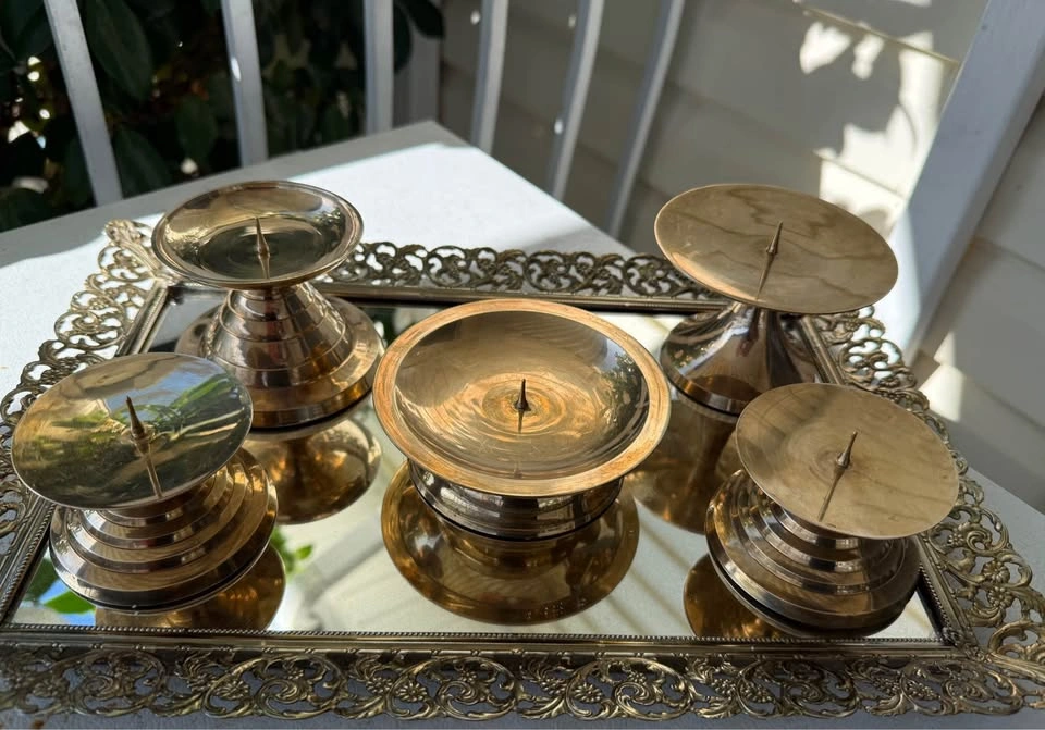 Brass Pillar Candle Holders - photo 2