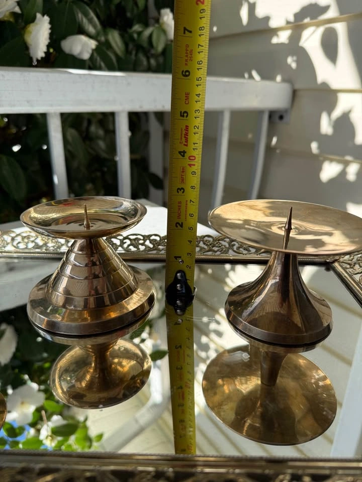 Brass Pillar Candle Holders - photo 3