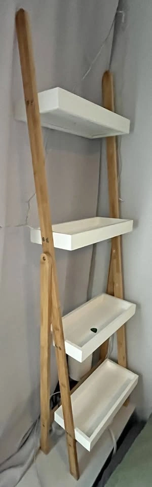 Leaning Ladder Shelf – Wood & White (4-Tier)