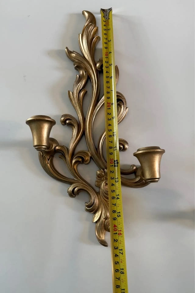 Vintage Syroco Wood Gold Wall Sconces - Pair - photo 3