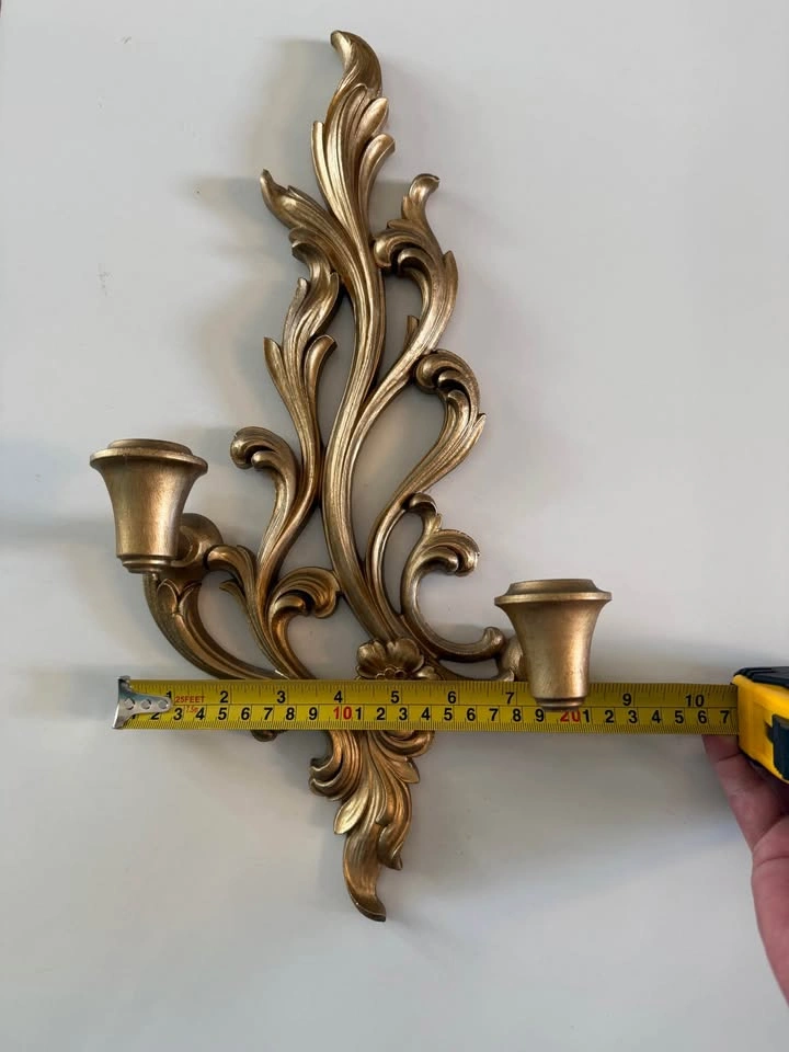 Vintage Syroco Wood Gold Wall Sconces - Pair - photo 4