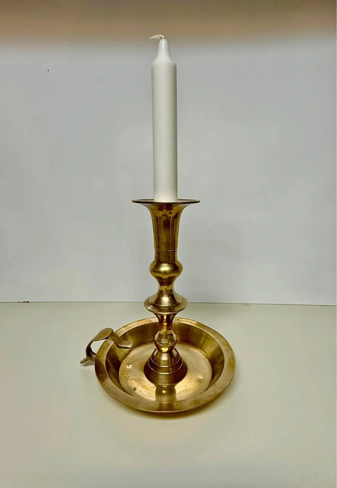 Vintage brass chamberstick candle holder