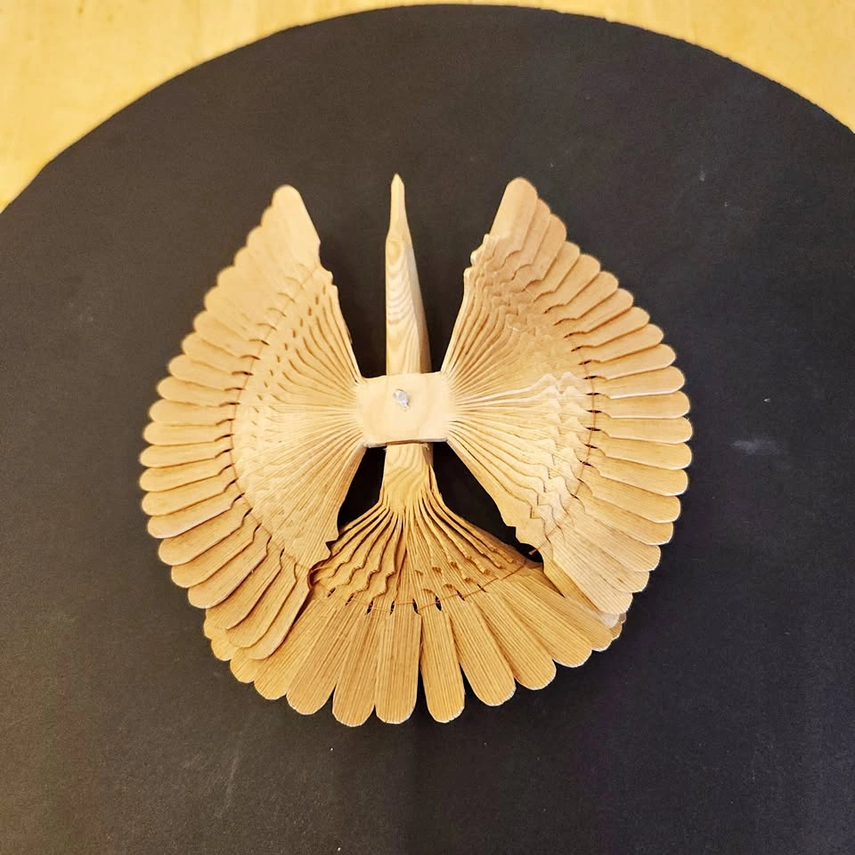 Hand Crafted Wood Bird with Thread Weave Art Piece