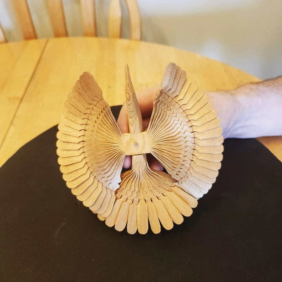 Hand Crafted Wood Bird with Thread Weave Art Piece - photo 2