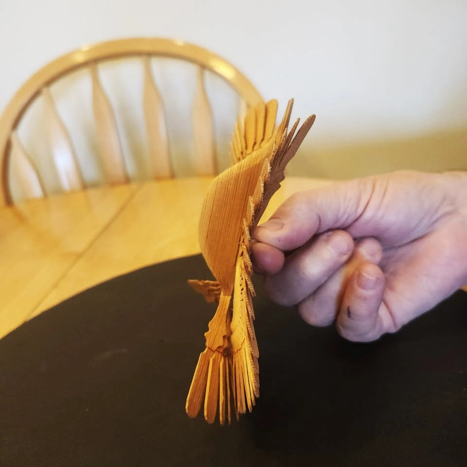 Hand Crafted Wood Bird with Thread Weave Art Piece - photo 5