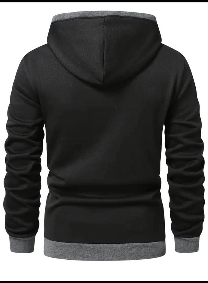 Black Zip-Up Hoodie M with Gray Accents - photo 2