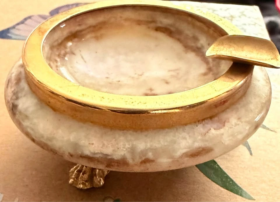 Vintage Italian Alabaster Marble Ashtray