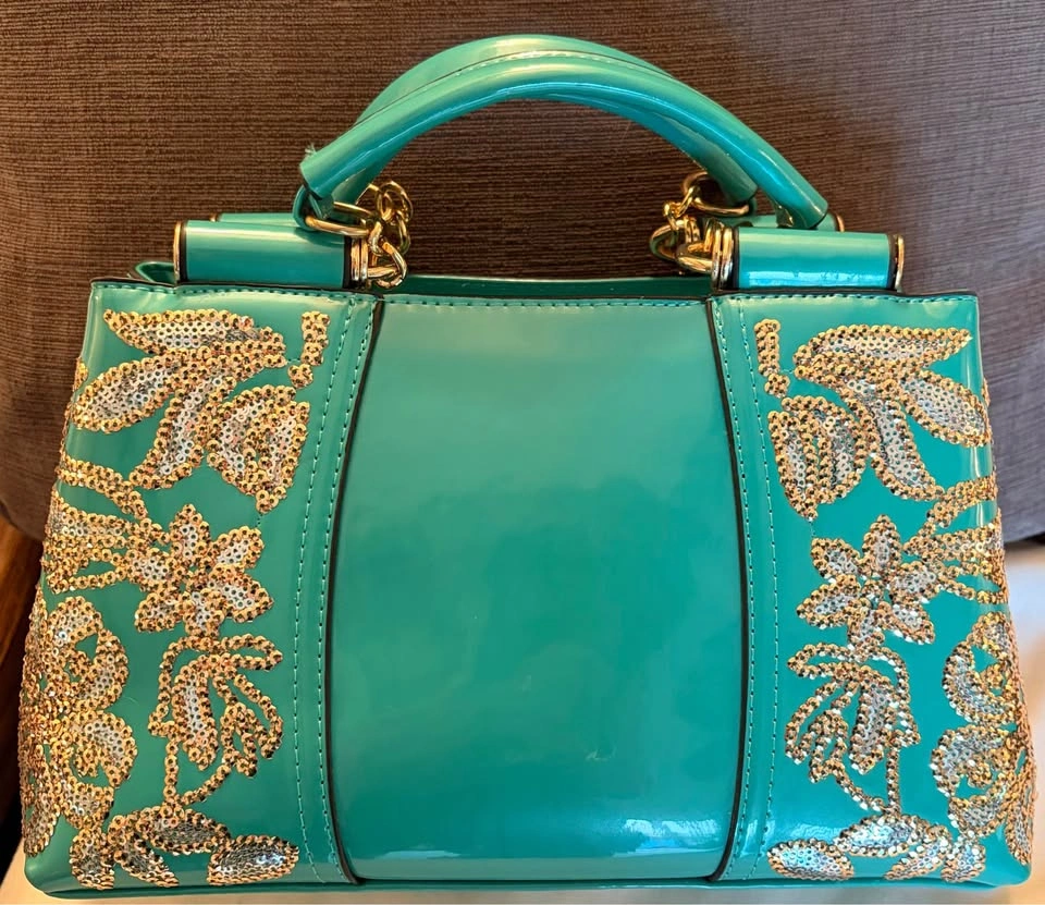 Seafoam Green Patent Leather Handbag - Gorgeous Design - photo 2