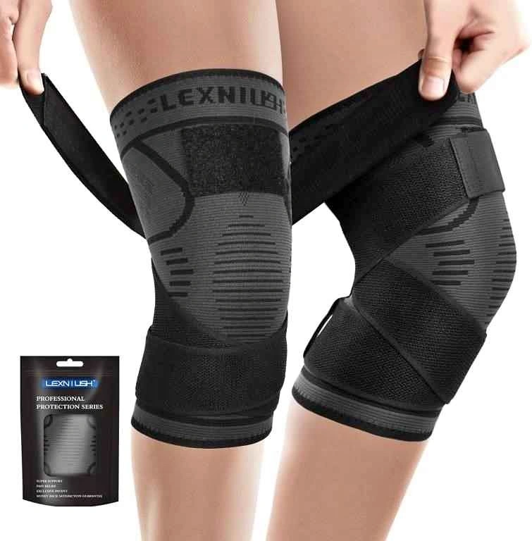 2-Pack Compression Knee Brace with Support Straps (Large)