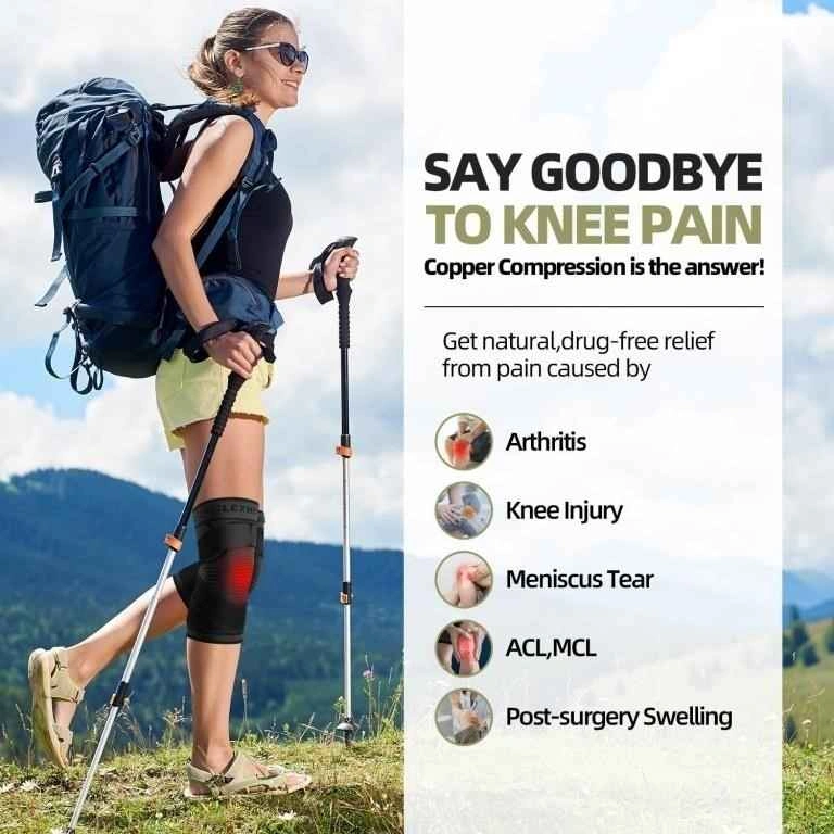 2-Pack Compression Knee Brace with Support Straps (Large) - photo 3