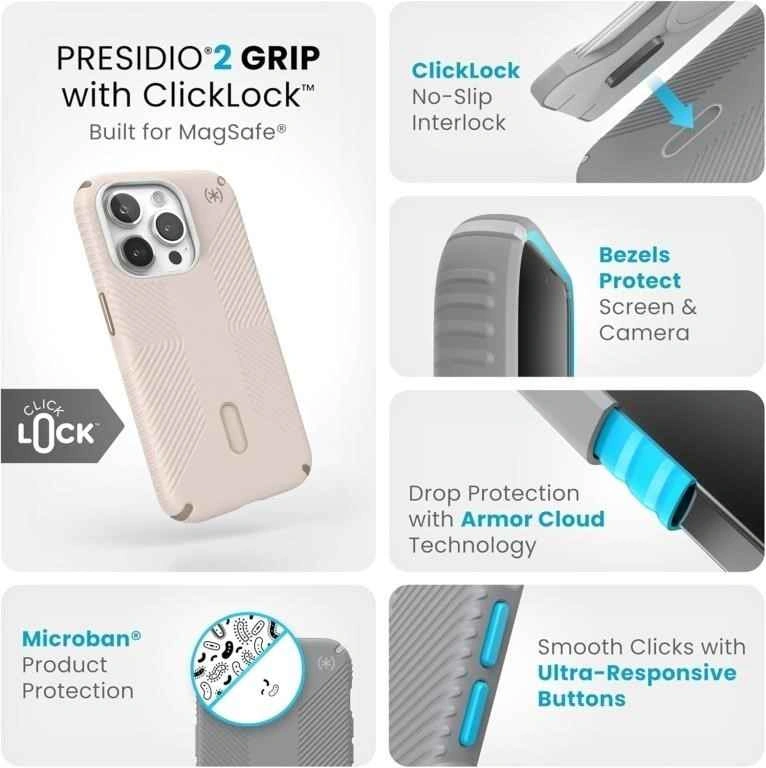 Speck Presidio2 Pro MagSafe iPhone 15 Pro Case - Bleached Bone/G - photo 3
