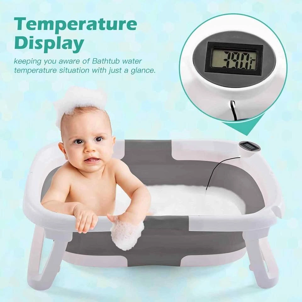 Soobaby 4-in-1 Foldable Baby Bathtub w/ Temp Sensor & Cushion