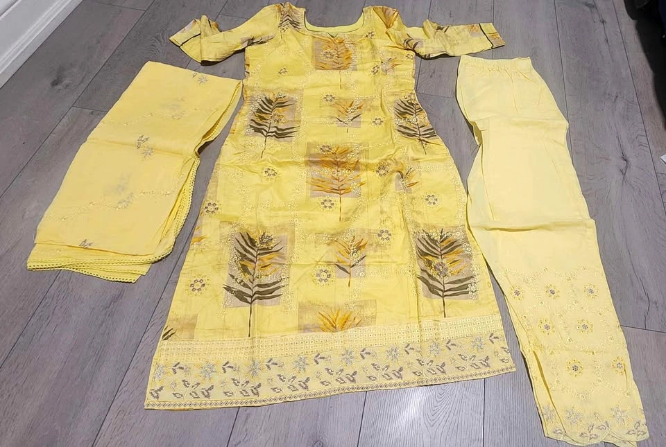 Yellow Embroidered 3-Piece Suit Set (size 34)