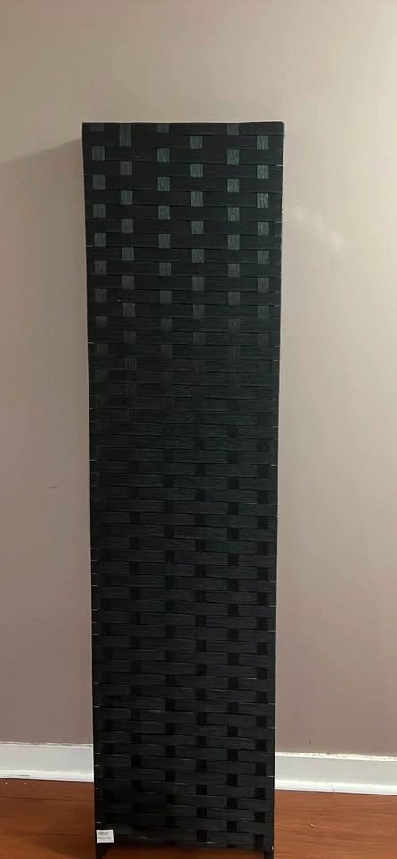 Black 4-Panel Woven Room Divider - photo 3