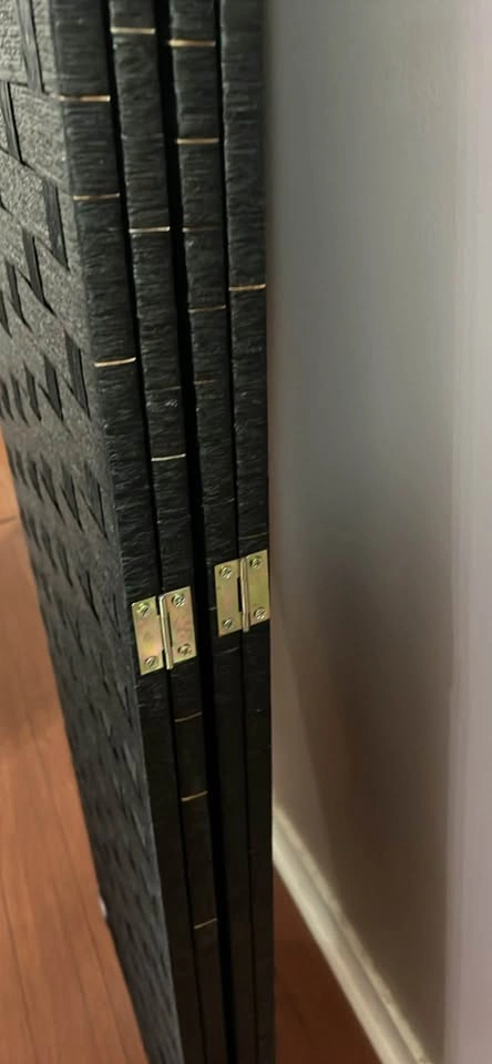 Black 4-Panel Woven Room Divider - photo 5