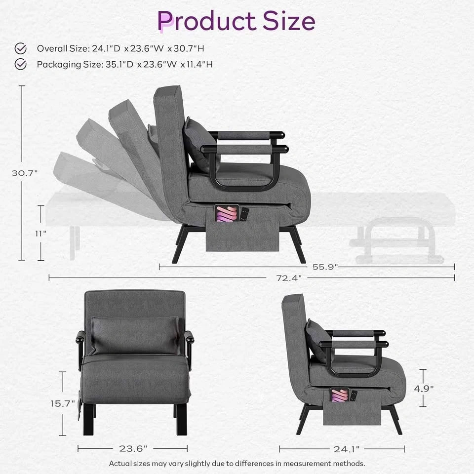 NEW 5-in-1 Convertible Sleeper Chair - Folding Sofa Bed & Lounge - photo 2