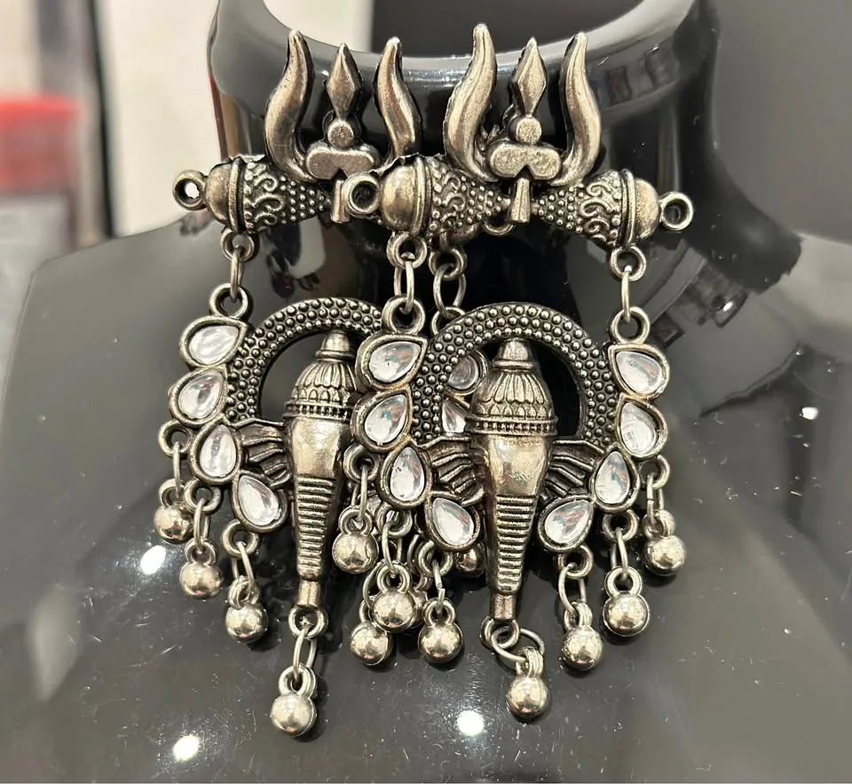 Oxidixed Ganpati earrings / jewelry thumbnail