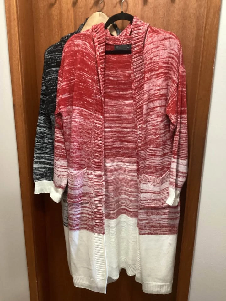 Ladies Long Open Front Duster Sweater with Hood - photo 3