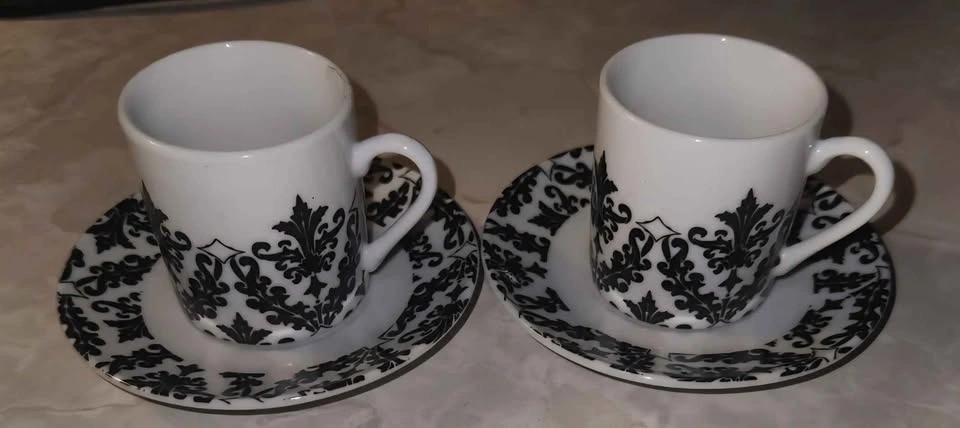 Artisano Designs Black & White Damask Coffee/Tea Cups & Saucers - photo 2