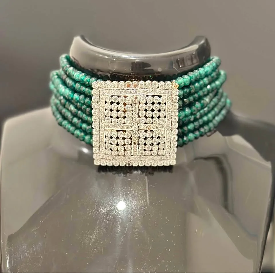 Green choker jewelry/ jewellery / jewelery set thumbnail