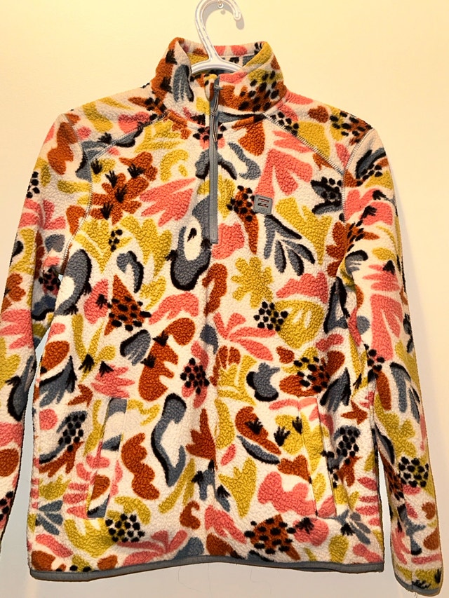 Billabong Floral Print Fleeced Quarter Zip Pullover Size Small - photo 2