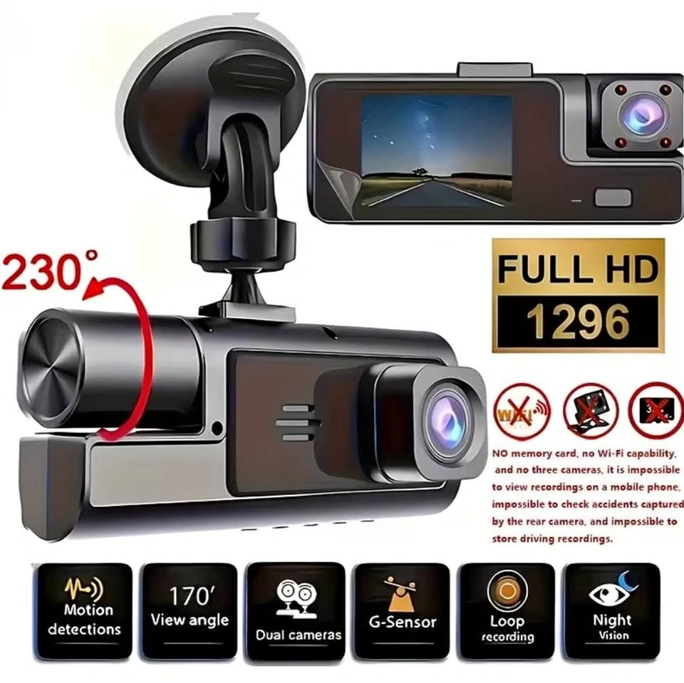 Triple Camera Dash Cam - Front, Inside, Rear
