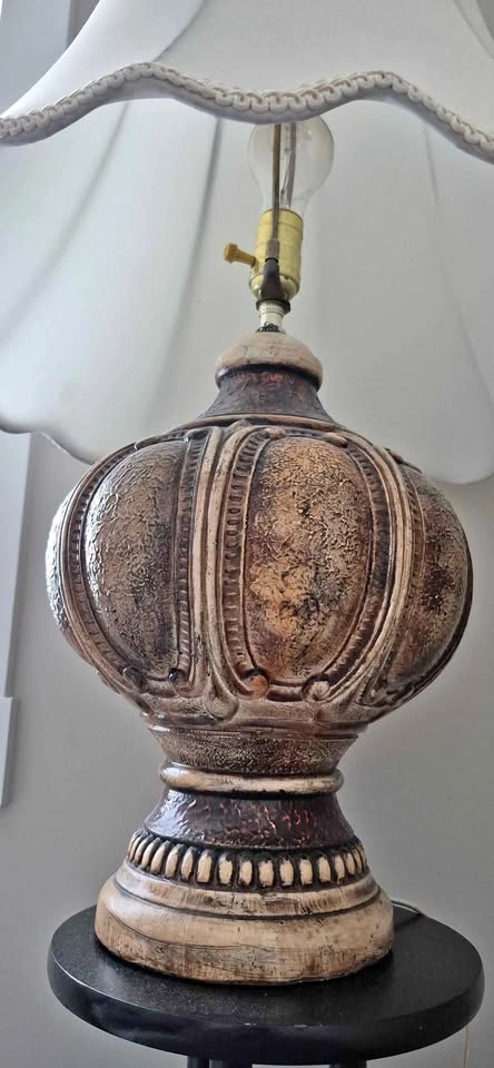 Vintage Faux Wood/Chalkware Lamps