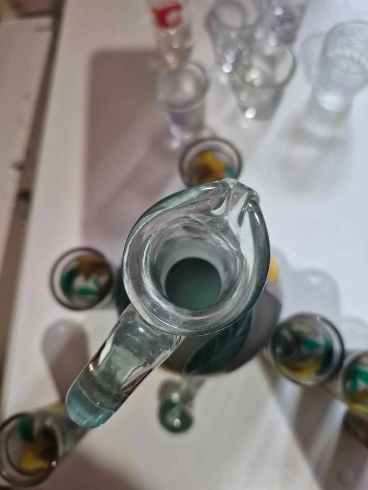 Hand Painted Mexican Glassware Tequila Decanter - photo 3