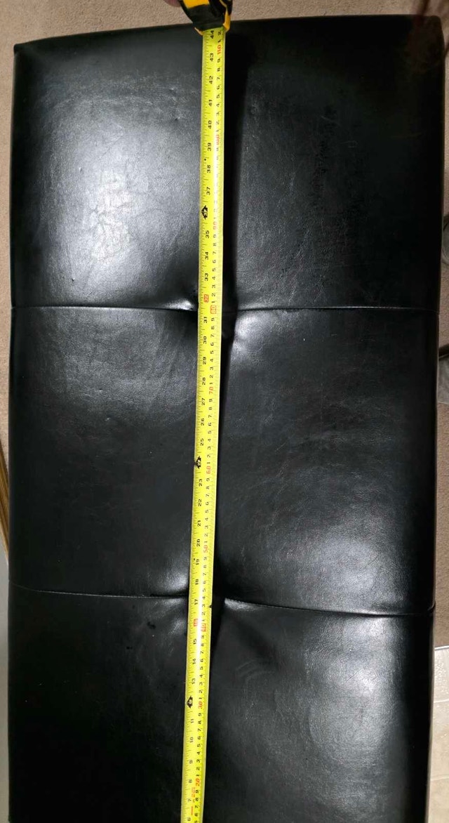 Black Faux Leather Ottoman - photo 5