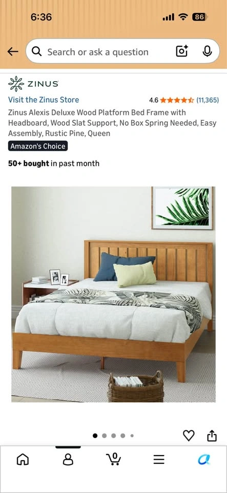 Queen Zinus Alexis Wood Platform Bed Frame with Headboard - photo 2
