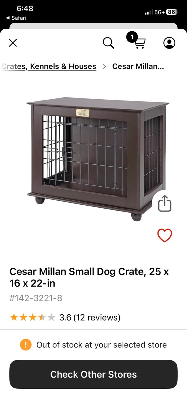 Cesar Milan Small Dog Crate - 25" L x 16" W x 22" H
